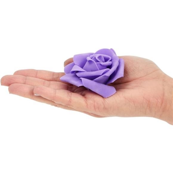 100 Pack Purple Artificial Flowers, Bulk Stemless Fake Foam Roses for Wedding - Picture 6 of 6